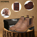 Kit Bota El Patrón en Cuero Legítimo + 3 Regalos [Sombrero de Cuero + Cinturón + Billetera]